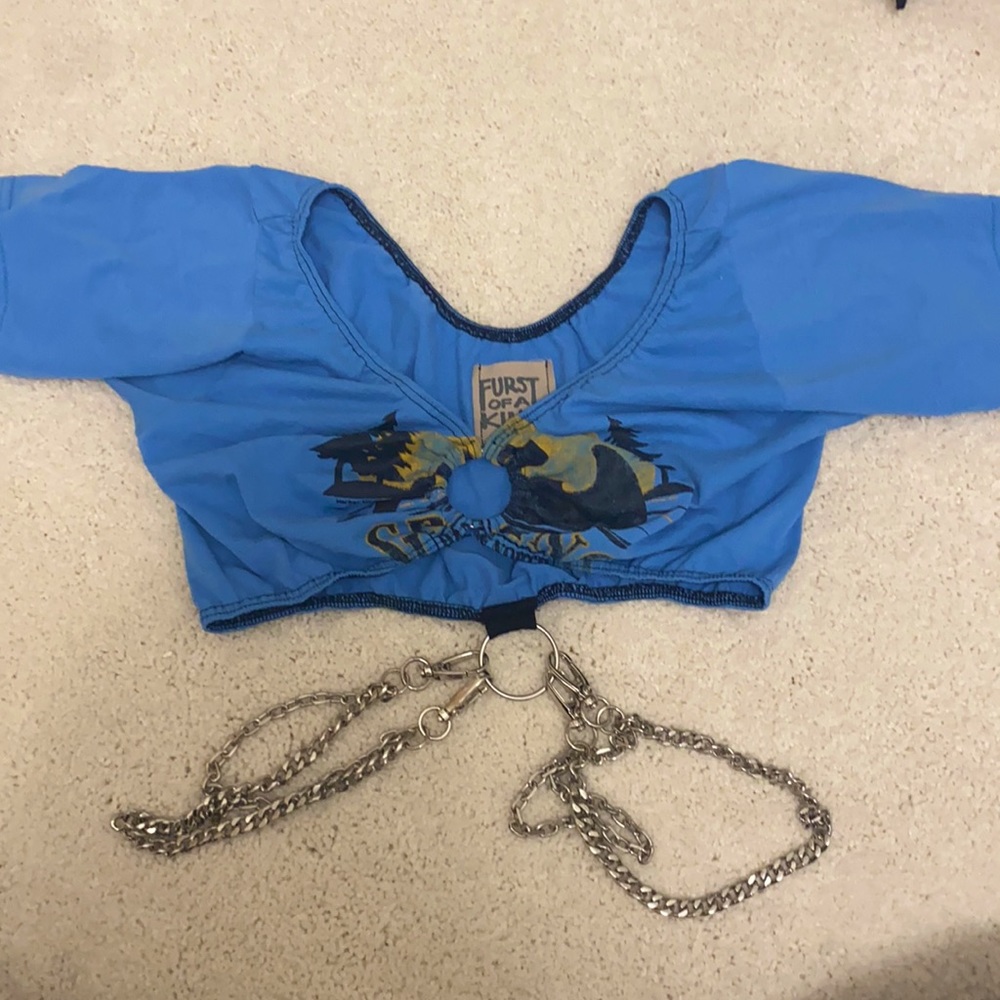 LF Blue chain crop top